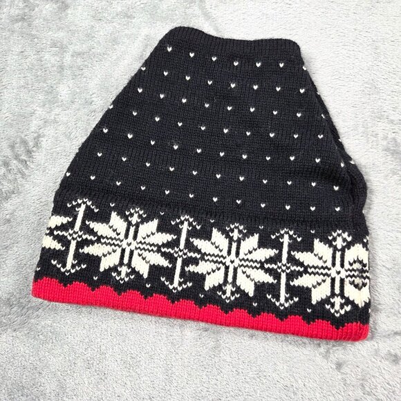Vintage Stowe Woolens Hat One Size Black Fair Isle Wool Snowflake Knit Beanie - Picture 3 of 9